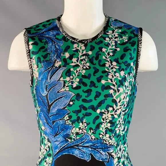 YIGAL AZROUEL Size 6 Black Green Blue Polyester Blend Cocktail Dress